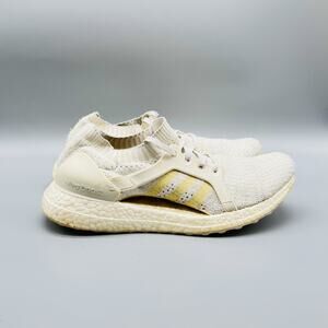 Adidas Shoes Womens 8.5 White Yellow Ultra Boost Primeknit Gym Running Sneakers